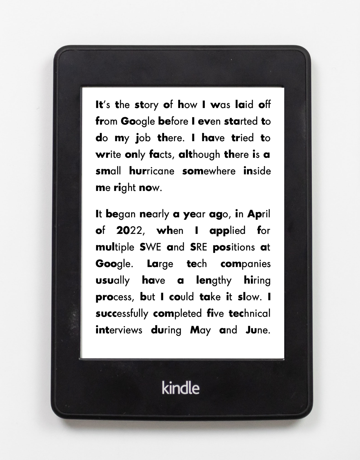ADHD bionic reading for Kindle
