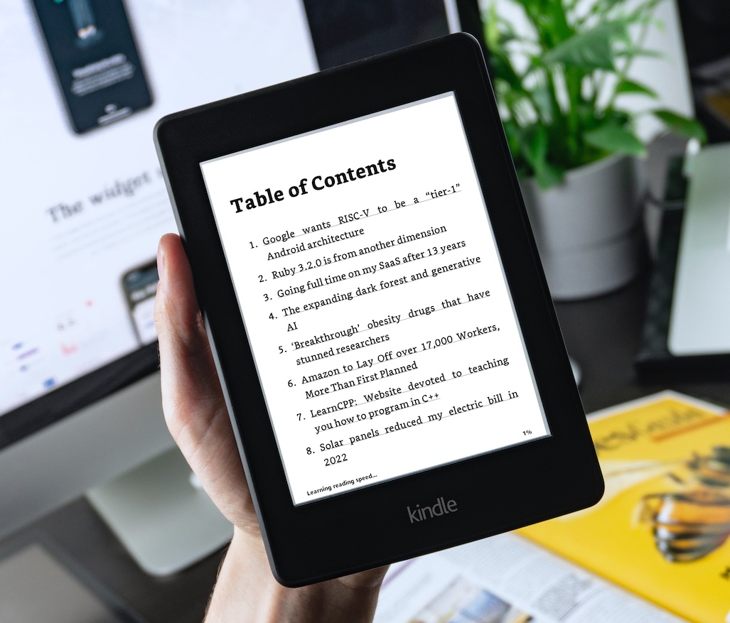 Kindle table of contents