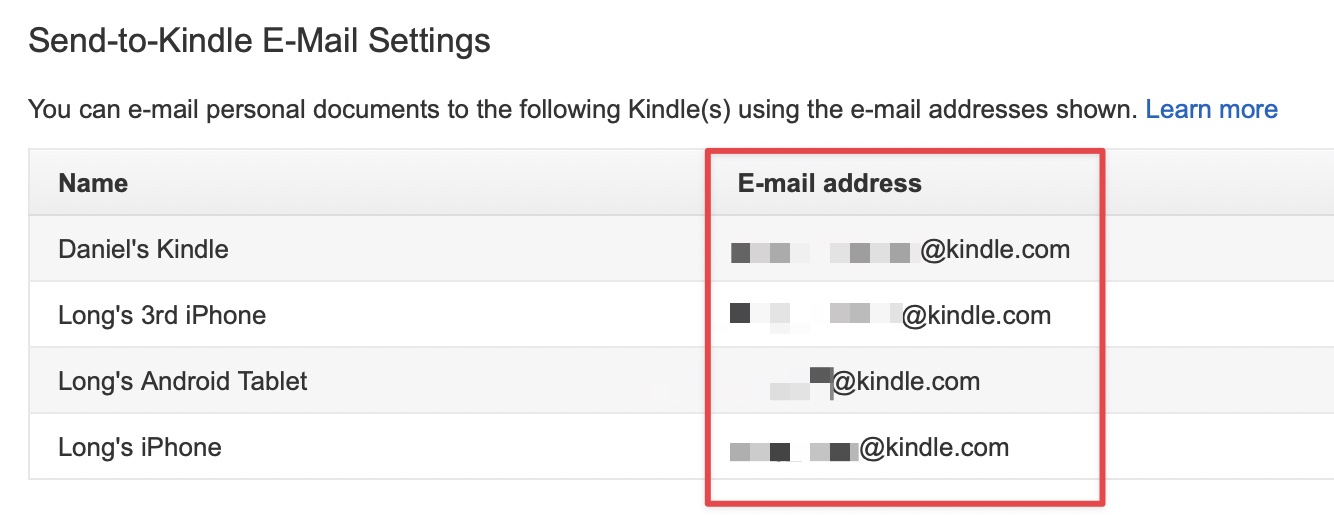 Send to Kindle email addresses